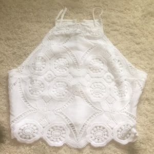 White lace crop top